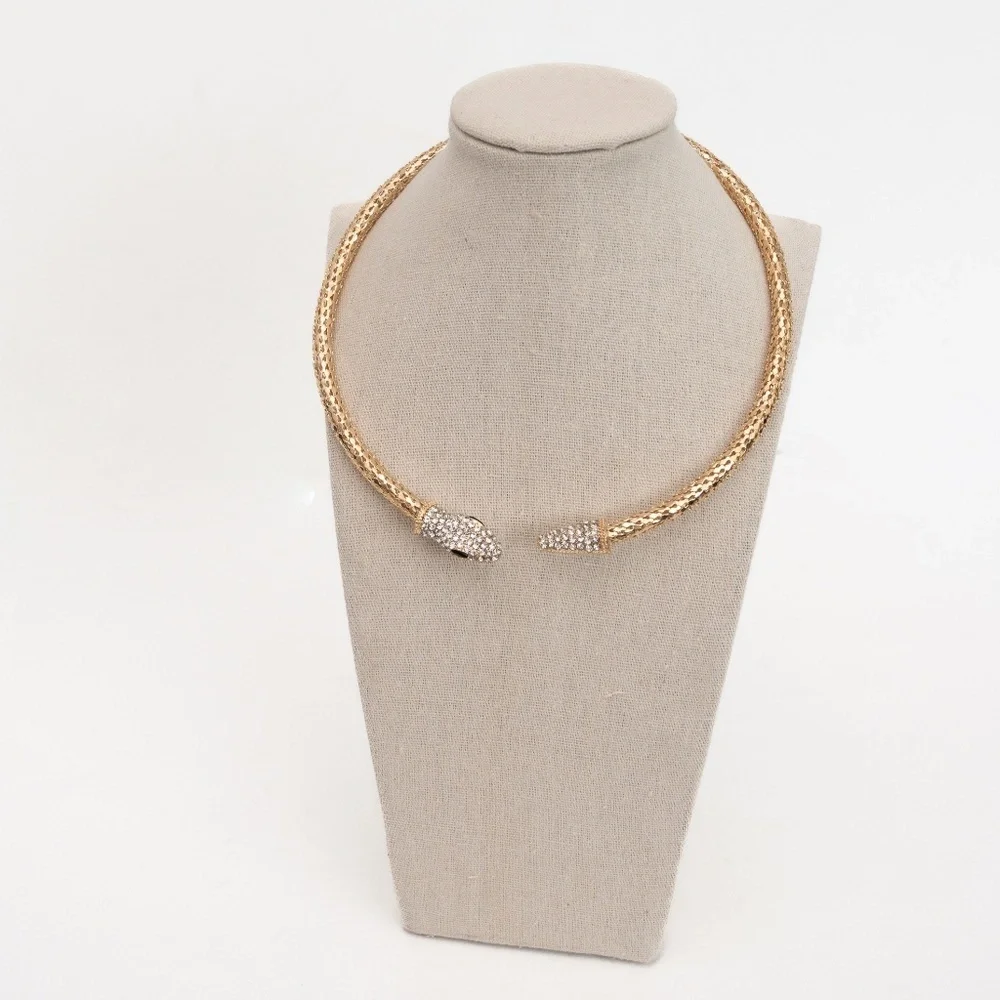 Gold‎ Snake Rhinestone Choker Necklace
